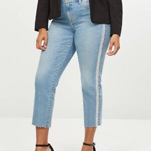 Lane Bryant Cropped High Rise Jeans Rhinestone Seam Flex Magic Waistband Plus 28